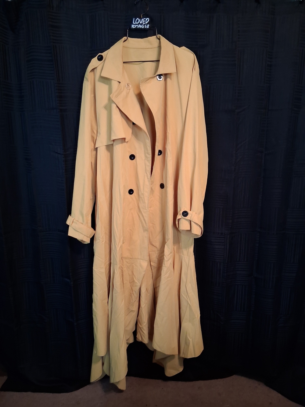SHEIN Double-Breasted Trench Coat in Mustard